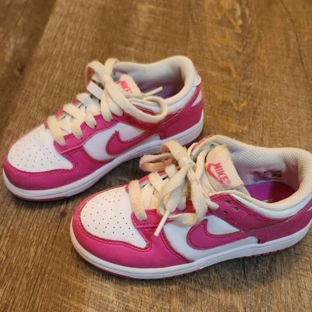 Nike Kids Dunks - Pink and White Sneakers/Shoes - size 11c
